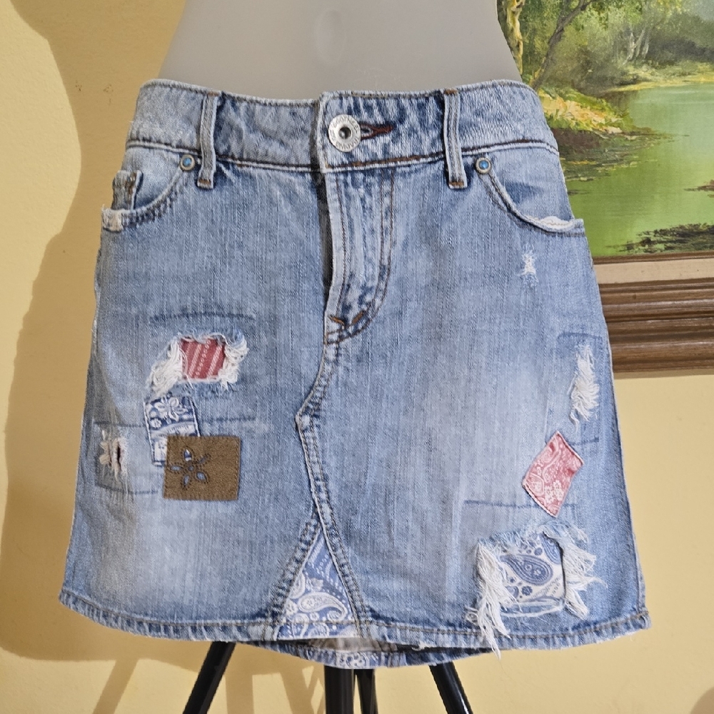 Denim Patchwork Mini Skirt K19